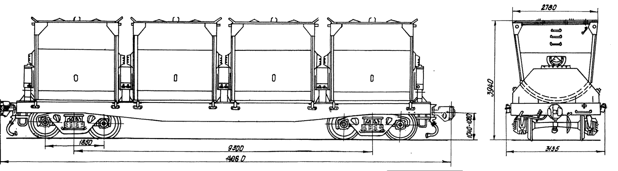 4-осный вагон для нефтебитума (с облегченной рамой)